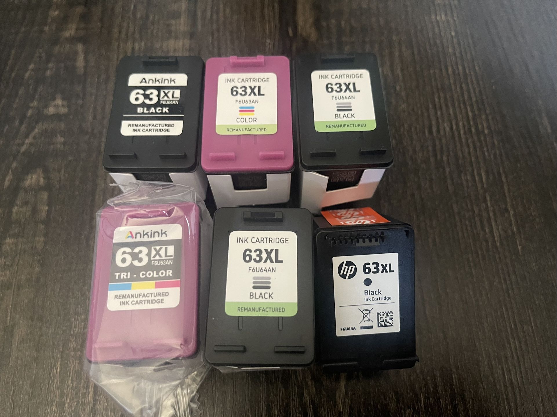 HP 63XL Ink Cartridges - 4 Black, 2 Color - New (Sealed and Open Box)
