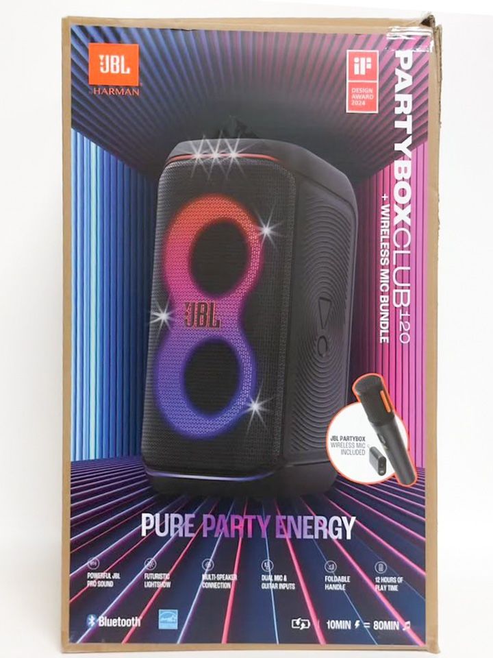 JBL PartyBox Club 120 Portable Wireless Party Speaker Black Open Box