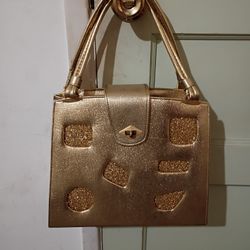 Vintage Gold Glitter Purse Hand Bag