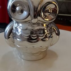Huge Silver Plated "OWL" Piggy Bank