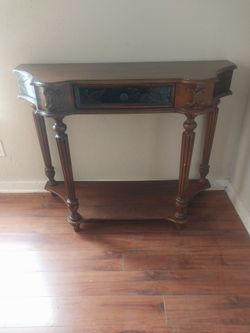 Semi-Circle Wood Wooden Foyer Hallway Console Entryway 2-Tier Table with Drawer