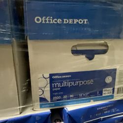 office depot® multi-use printer & copy paper, 5 reams, white, ledger (11" x 17"), 2500 sheets per case, 20 lb, 96 brightness