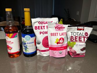 FREE: 2 Sugarfree syrups, beet powder, beet latte powder and beet chews