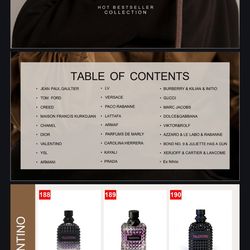 Cologne and perfume catalog