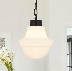 Myrtis 8.26” 1-Light Black Schoolhouse Pendant Light