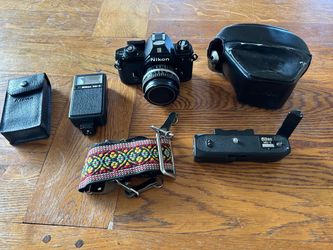 Nikon EM 35mm Film Camera with Accessories