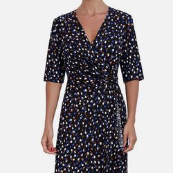 Signature By Robbie Bee Womens Petites Jersey Printed Fit & Flare Dress