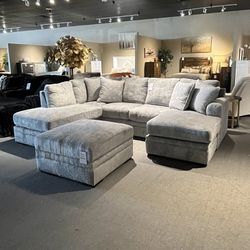 Light Grey 2pc Chaise Sectional Couch