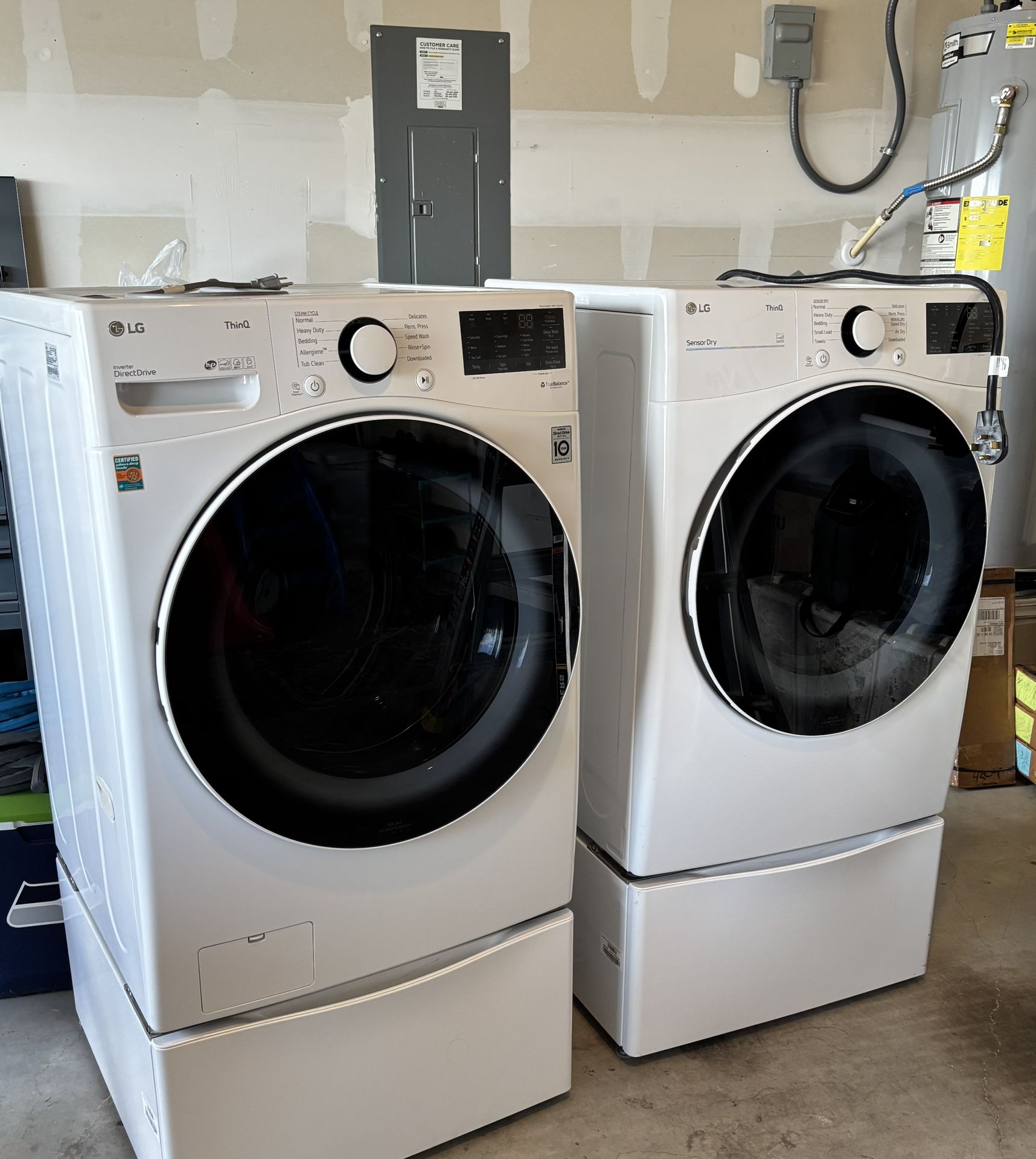 LG ThinQ Washer And Dryer With Pedestals 