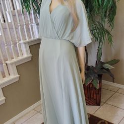 Chiffon Sage Green Bridesmaid Dress Size 12 New Online Over 100$ 