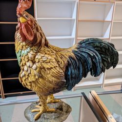 Decorative Hand Painted Rooster Statue Farmhouse Kitchen Country Table Display
