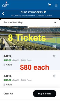 Sat April 12 Dodgers Vs Cubs Field Level 