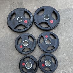 80LB Rubber Coated Olympic Weight Plate Set 5-10-25lb Pairs NEW