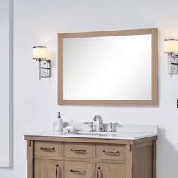 Home Decorators Collection Bellington 28 in. W x 40 in. H Rectangular Framed Wall Mount Bathroom Vanity Mirror in Almond Latte