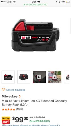 Milwaukee 5.0 battery 18V A