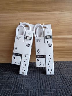 GE Power Strip 6 Outlets 2ft Cord Length (2 Pack)
