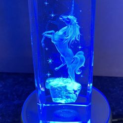 Multicolor Unicorn Etched Glass / Cube