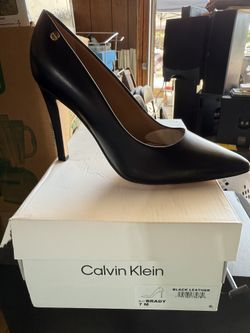 Brand New Calvin Klein Black Leather Heels 7