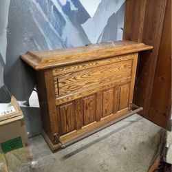 Solid Oak Standing Bar w/ Brass Foot Rail