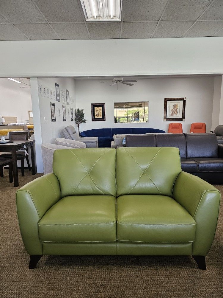 100% Real Leather Loveseat- Myia