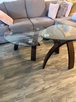 Glass Coffee Table and One End Table