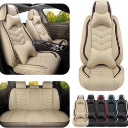 Seat Covers for KIA Soul 2010-2025, Premium Nappa Leather Car Seat Cover, Stylish Sport Seat Covers, Automobile Seat Cover Sets.(Luxury 5 Seats/Beige)