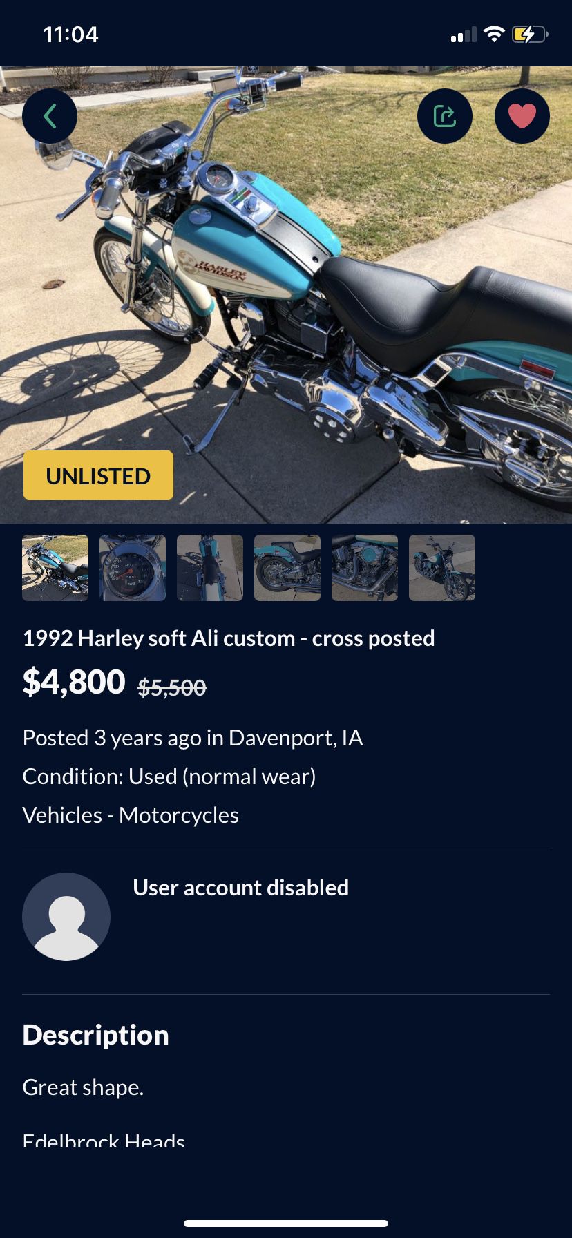 Photo 1992 Harley davidson softail custom