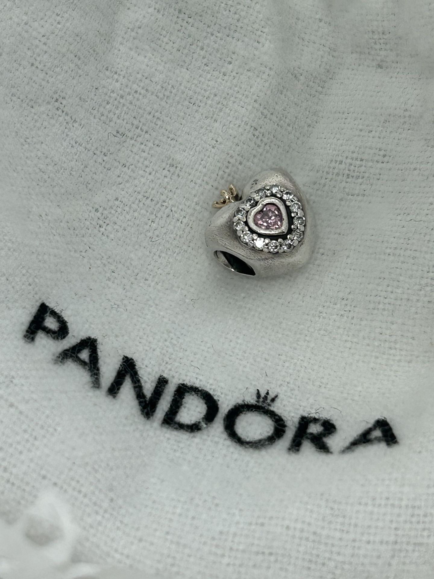 Authentic Pandora Princess Heart Charm with 14K Gold and CZ (RETIRED)