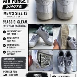 NIKE AIR FORCE 1 – WHITE (MEN’S SIZE 13)