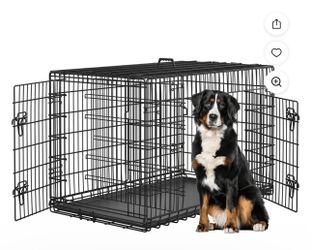 48.2 inch Foldable Metal Dog Crate Kennel for Large Dogs,2 Doors, Divider, Pull-out Tray, Black