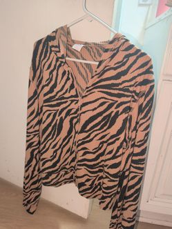 Zebra print crop top hoodie