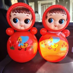 RARE Vintage Japanese Market Celluloid Okiagari Koboshi Roly Poly Toy Japan