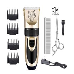 Pet Dog Clippers, Dog Grooming Kit Quiet Electric Pet Clippers Cordless Rechargeable Professional Dog Hair Clippers for Thick Coats Dogs Cats Pets