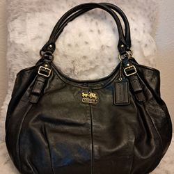  COACH  Madison Abigail Black Leather Bag Purse