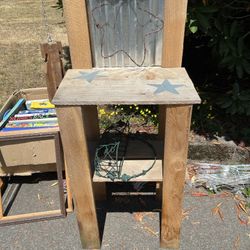 Garden Shed, Shelving With Hangers, Christmas Decorations, And Antique Water Skies