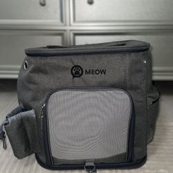 Sitters Light Grey Pet Backpack for Small Dogs, Cats with Scratch Resistant Breathable Mesh Windows, Airline Carry-On Approved, Cup Holders, Pockets, 