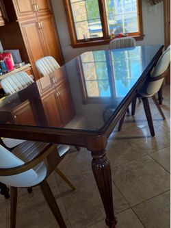 Solid wood dining table & chairs set (white chairs not included)