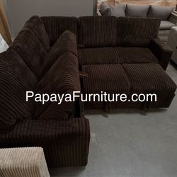New! Dark Brown Sectional Sofa Bed, Sleeper spa, Plush Corduroy Sectional Sofa, Sofabed, Sofa Bed, Sectional Sofa With Pull-out Bed And Storage USB . 