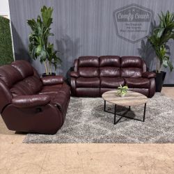 🛋️Genuine Leather Reclining Sofa & Loveseat Set (Delivery Available!! )