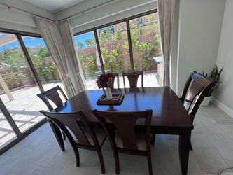 Dark Wood Dining Table with 6 Chairs