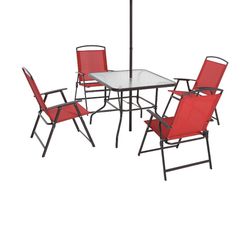 Albany Lane 6 Piece Outdoor Patio Dining Set, Red