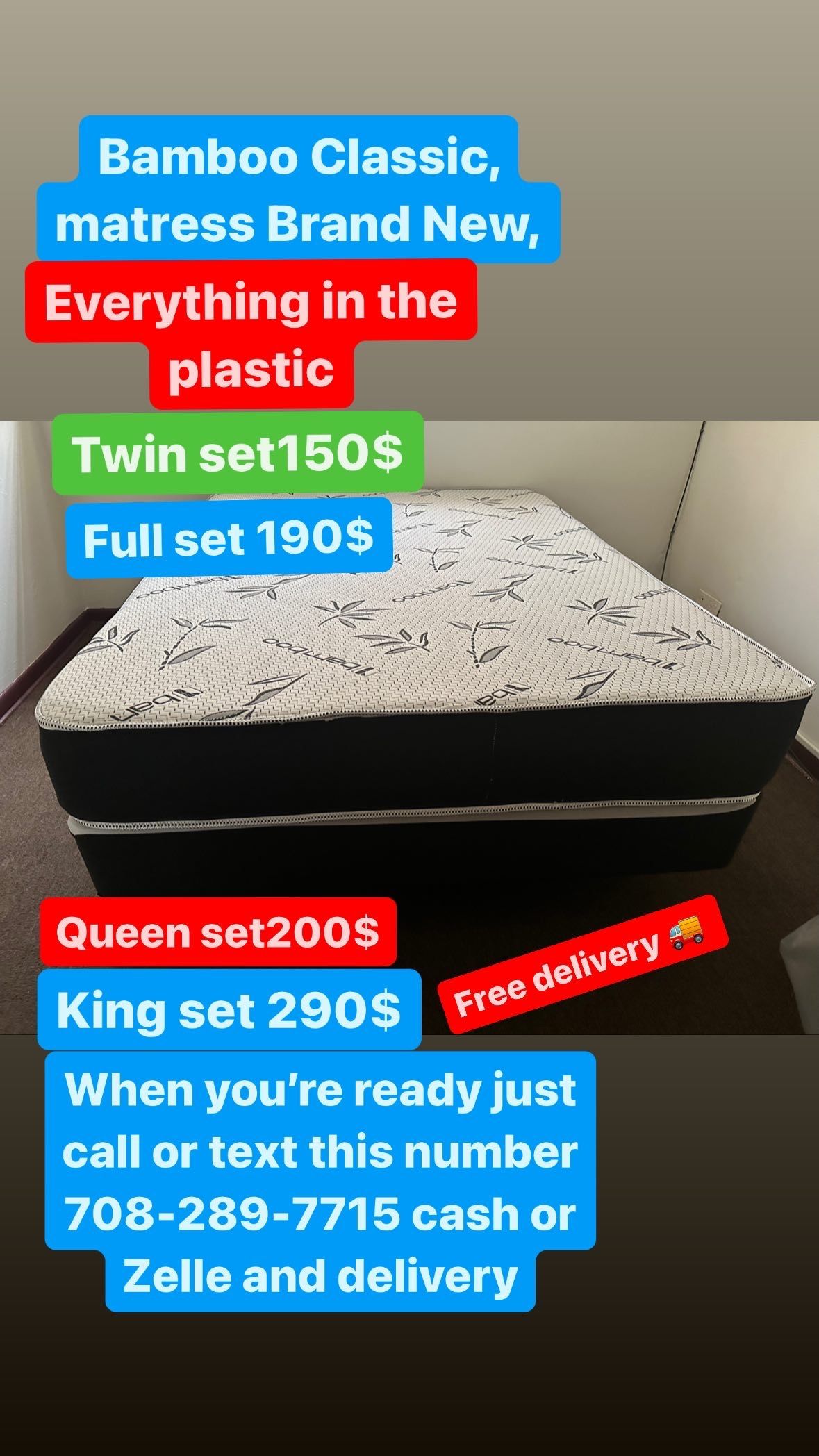 Huge sale for Mattress And Box Twin size mattress and box 150.$ full 190$ Queen 200$ king 290$. Mattress And Box and frame and headboard. King 580$ Qu