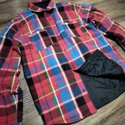 Analog (Burton) Reversible Flannel Puff Jacket L Plaid/Black Insulated Excellent