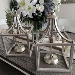 Set of 2 Hampton Bay Boswell Quarter 9.44” 1-Light Brushed Nickel Kitchen Island Mini Pendant Lamps