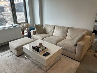 Beige Fabric Sofa with Ottoman (Brand: Room & Board)