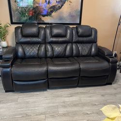 Leather Power Recliner Couch 