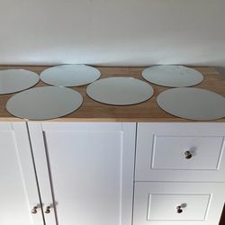 Set of six (6)- Round Decorative Mirrors for Centerpieces-   10.5”