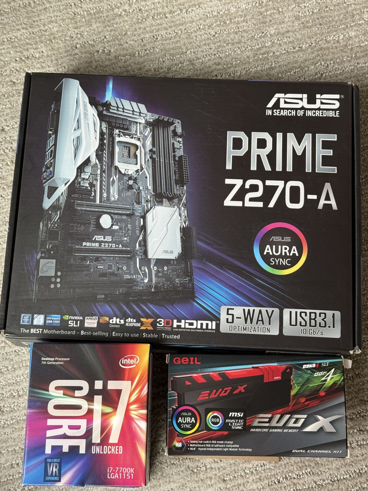 Intel Core i7, Asus Motherboard, 16Gb RAM And WiFi Card Computer Parts Bundle