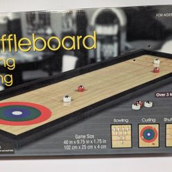 3-in-1 Tabletop Shuffleboard Bowling Curling Game Over 3ft Long Complete

