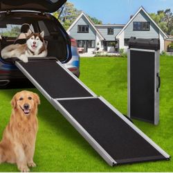 63.5'' Adjustable Aluminum Dog Ramp Portable Folding Non-Slip for SUV Dog Stair